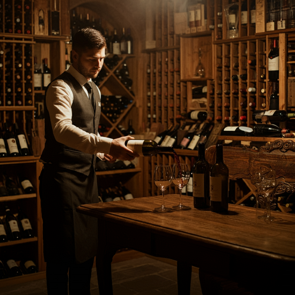 Wine pouring into a glass